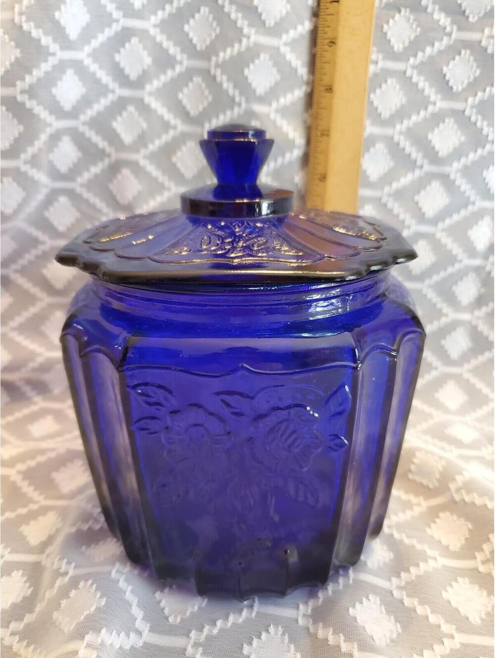 Anchor Hocking Cobalt Cookie Jar,Mayfair